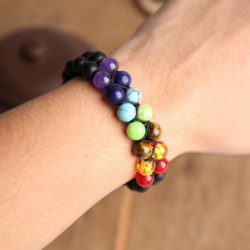 

BALIBALI High Quality 7 Chakra Beads Bracelet Handmade Double Layer Natural Stone Healing Yoga Reiki Prayer Balance Bracelet