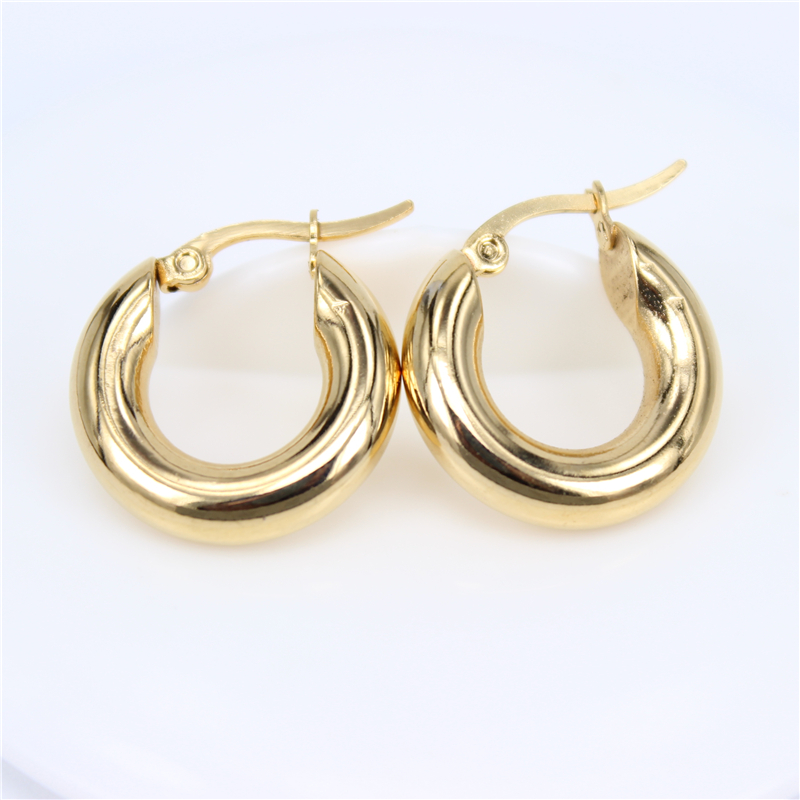 

20mm-30mm Gold/silver color 12G solid Stainless steel jewelry Fashion exquisite simple female Round Hoop Earrings LH389