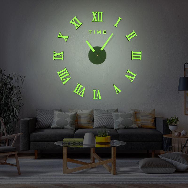 

Retro DIY acrylic clock mirror sticker table wall large wall clock simple handmade creative home decoration
