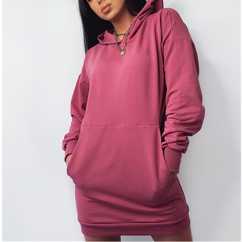 

2020 Autumn Winter Fashion Long Hoodies Sweatshirts Women Long Sleeve Pullover Sports Casual Hooded Jackets Coat Streetweart, Orange