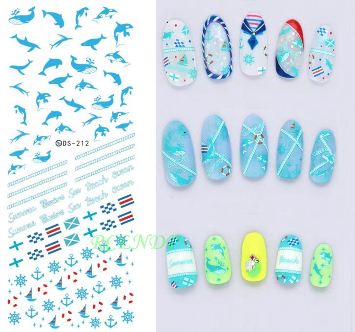 

Water nail sticker art all decorations sliders dolphin nails design decals manicure lacquer accessoires for kids girls, White