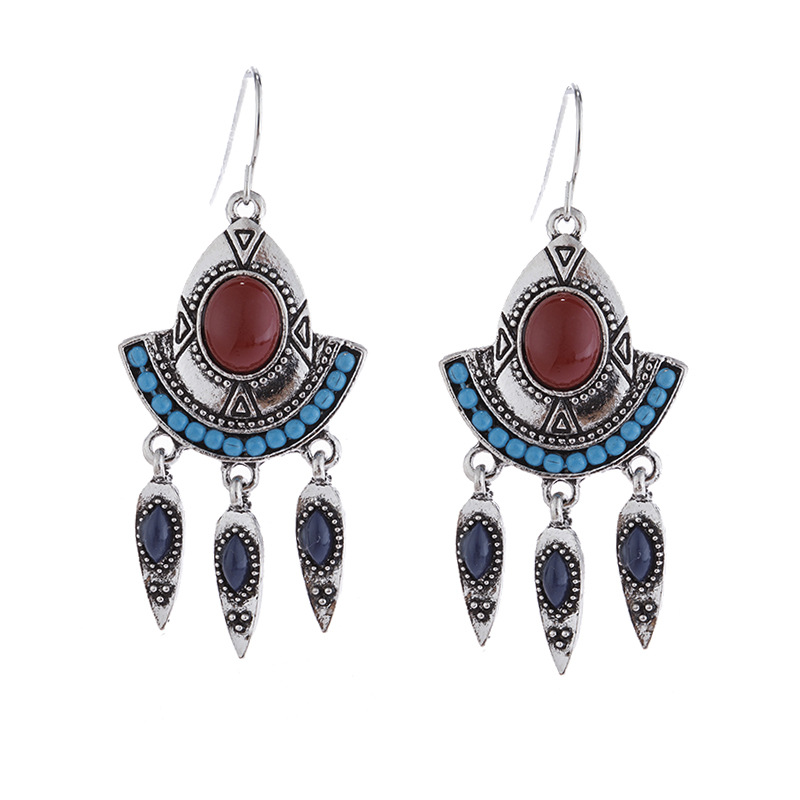 

Vintage Tassel Hoop Earring Fashion Alloy Tassel Earrings Beads Ear Hook Jewelry Bohemia Female Earring Accessories Gift
