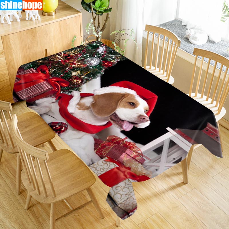 

Custom Christmas Beagle Dog Table Cloth Oxford Print Rectangular Waterproof Oilproof Animals Table Cover Wedding Tablecloth, Tablecloths 24