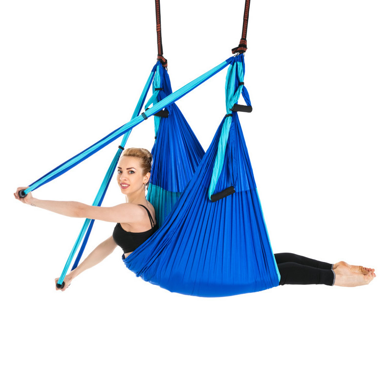 

Anti-Gravity Yoga Swing Aerial Flying Swing Gym Hammock Anti-Gravity 6 Hand Grip Hanging Chair Ultra Strong Sling Pilates, Black