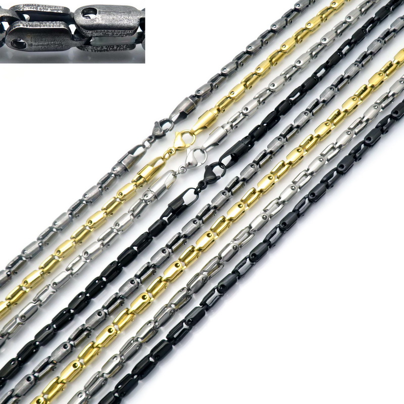 

Fashion Trend Stainless Steel Necklace Simple Neutral Wholesale Jewelry Suitable For Banquet Party Tricolor Long Chain