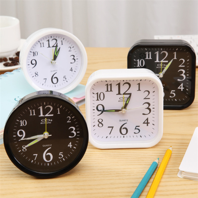 

Fashion Simple Small Alarm Clock Black and White Office Desktop Alarm Clock Bedroom Bedside Mute Small Table Home Decor