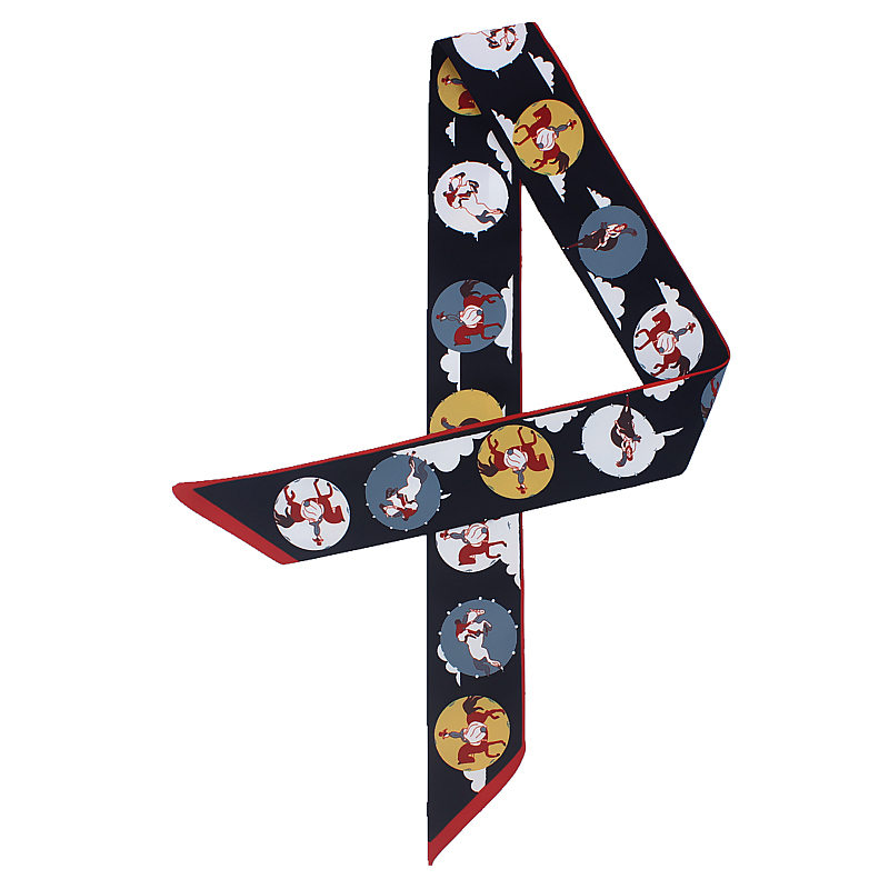 

2020 Skinny Silk Hair Scarf Female Hand Bag Wrap Tie Fashion Horse Print Foulard Women Long Ribbon Neck Scarves