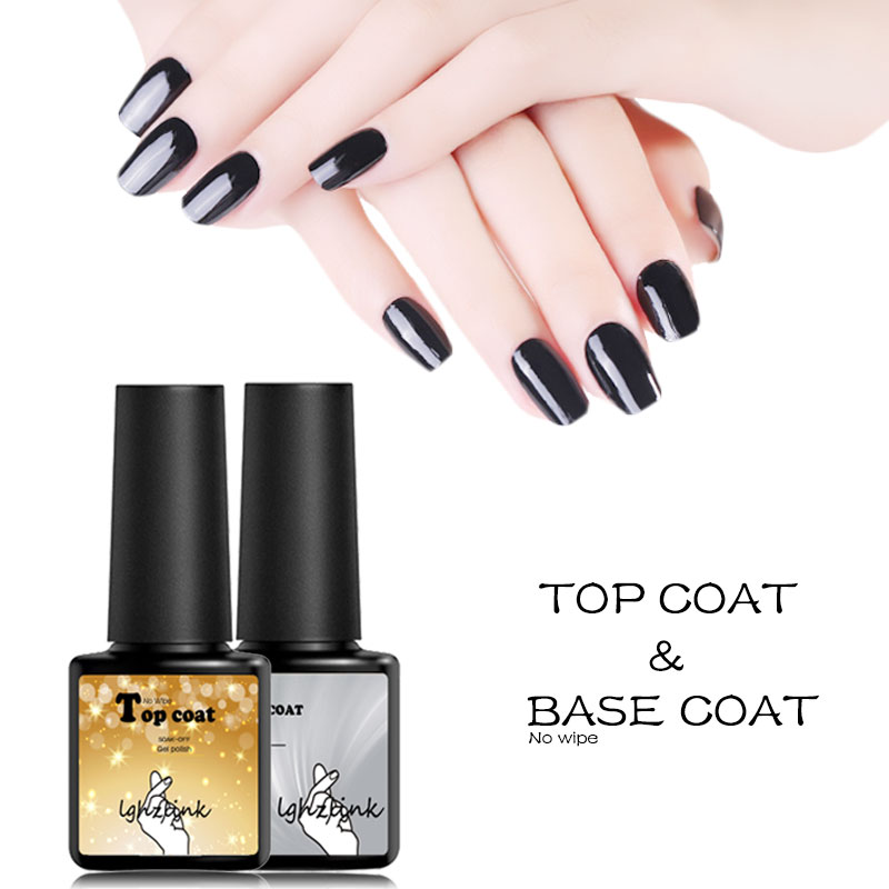 

lghzlink Rubber Base Coat Rubber Top Coat Long Lasting Nail Art Salon No Wipe UV Top and Base Transparent Gel Nail Polish, Yellow