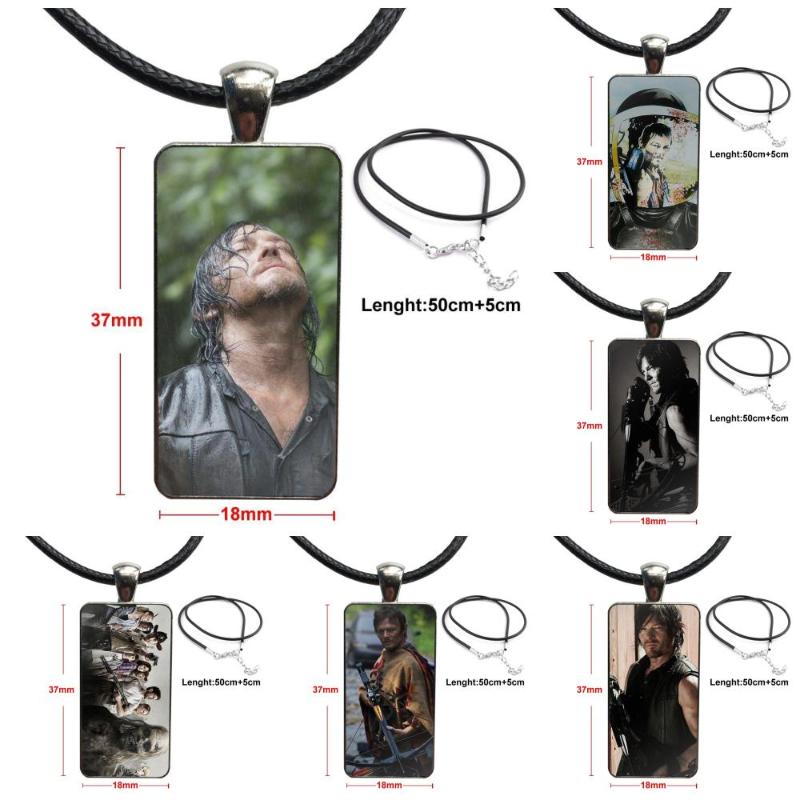 

For Men Women Gift Walking Daryl Dixon Norman Reedus Necklace Fashion Long Chain With Rectangle Necklace Jewelry