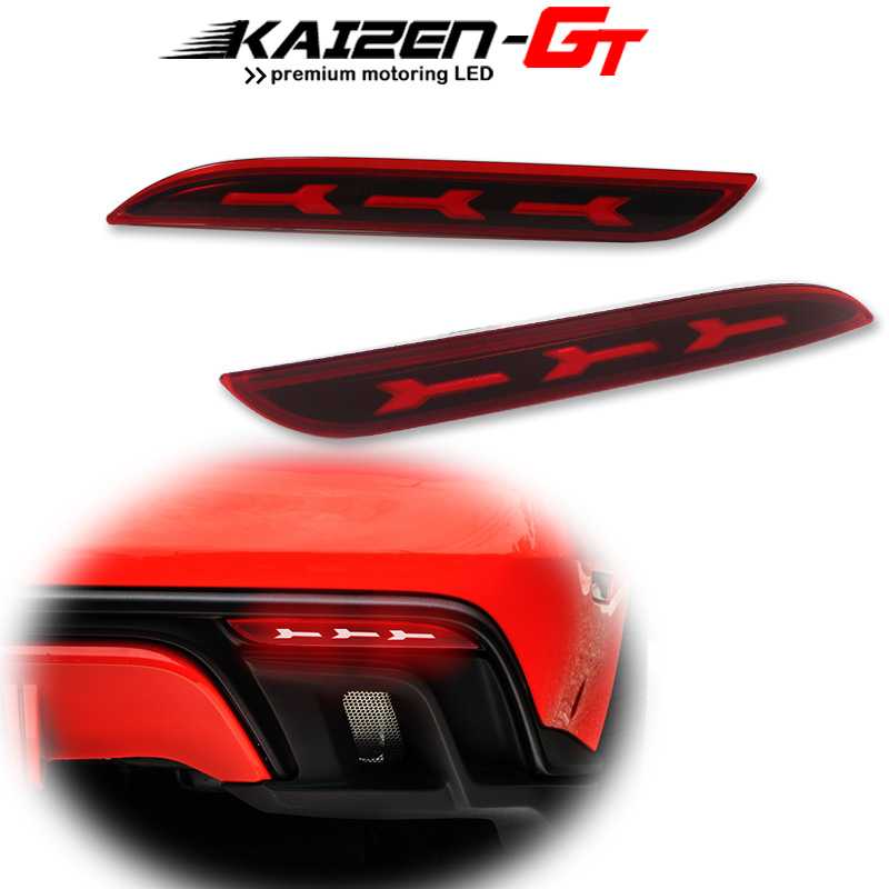 

Red LED Rear Bumper Reflector Lights Fog Light Tail Lights w/Sequential Turn Signal For 2020-2020 Mustang Brake 12V, As pic