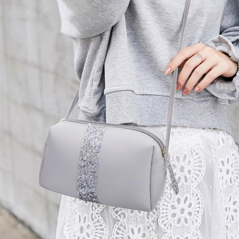 

ABDB-Small Sequins Shoulder Messenger Bag Ladies Small Lady Handbag Pu Leather Handbag Messenger Bag Shoulder, Black