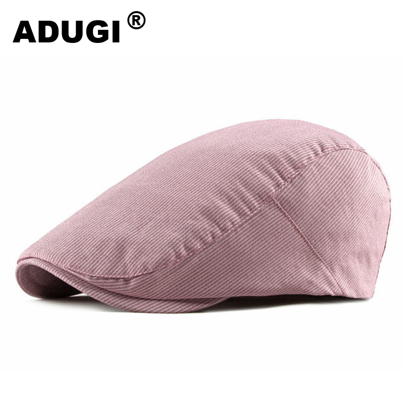 

Berets ADUGI Spring And Summer Hat Korean Fashion Simple Solid Color Striped Cap Female British Retro Forward Shade Beret Male, Red