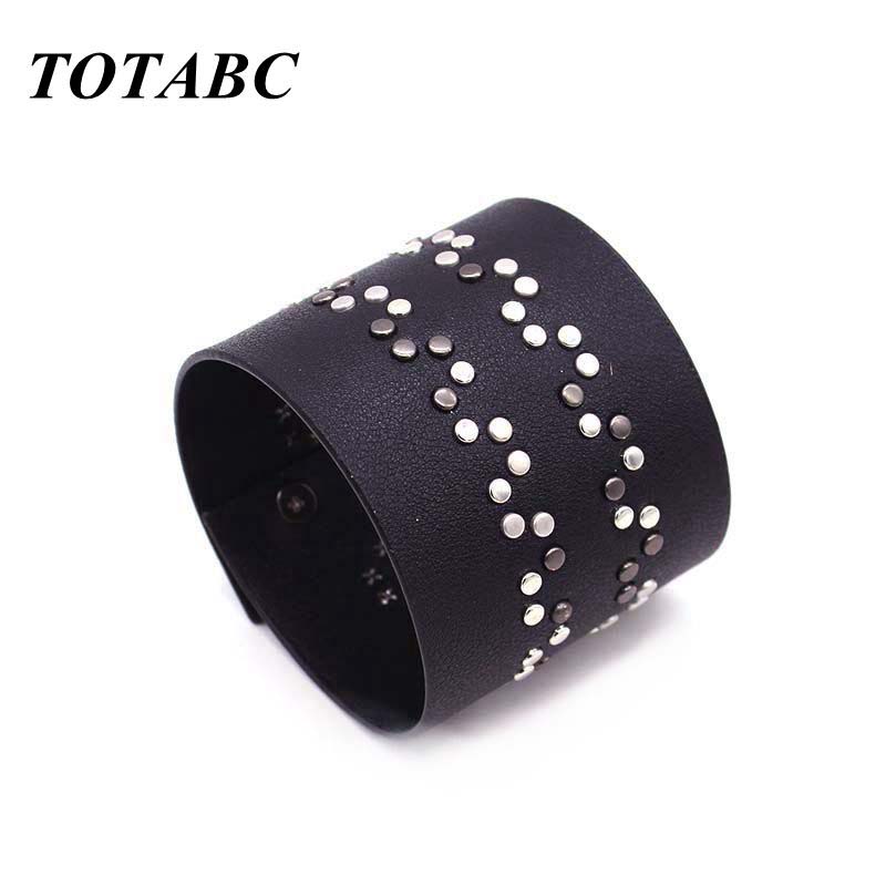 

Hot sale Paved Full Rivet Wide Leather Bracelets & Bangles punk Femme Jewelry Bracelet Fashion Gifts