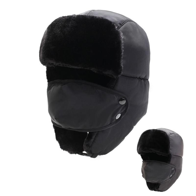

Men Women Russian Winter Bomber Hat Ushanka with Ear Flaps Faux Fur Trapper Hat Earflaps Warm Cap for Snow Scarf, Black