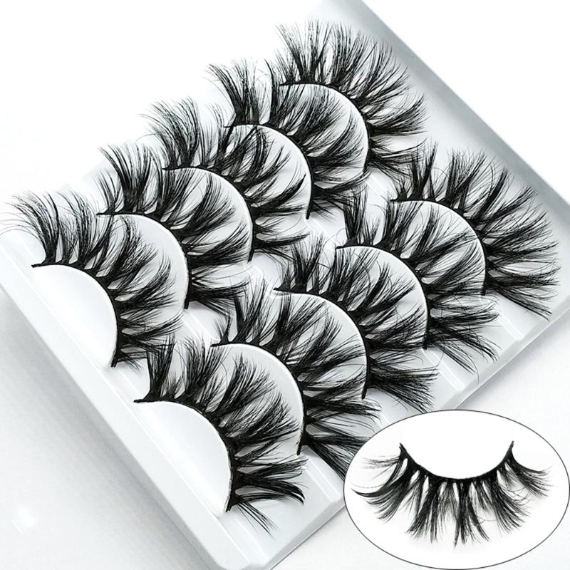 

5 Pairs 3D Faux Mink Hair False Eyelashes Wispies Cross Fluffy Flared Fake Eyelashes Volume Natural Thick Eye Extension Makeup
