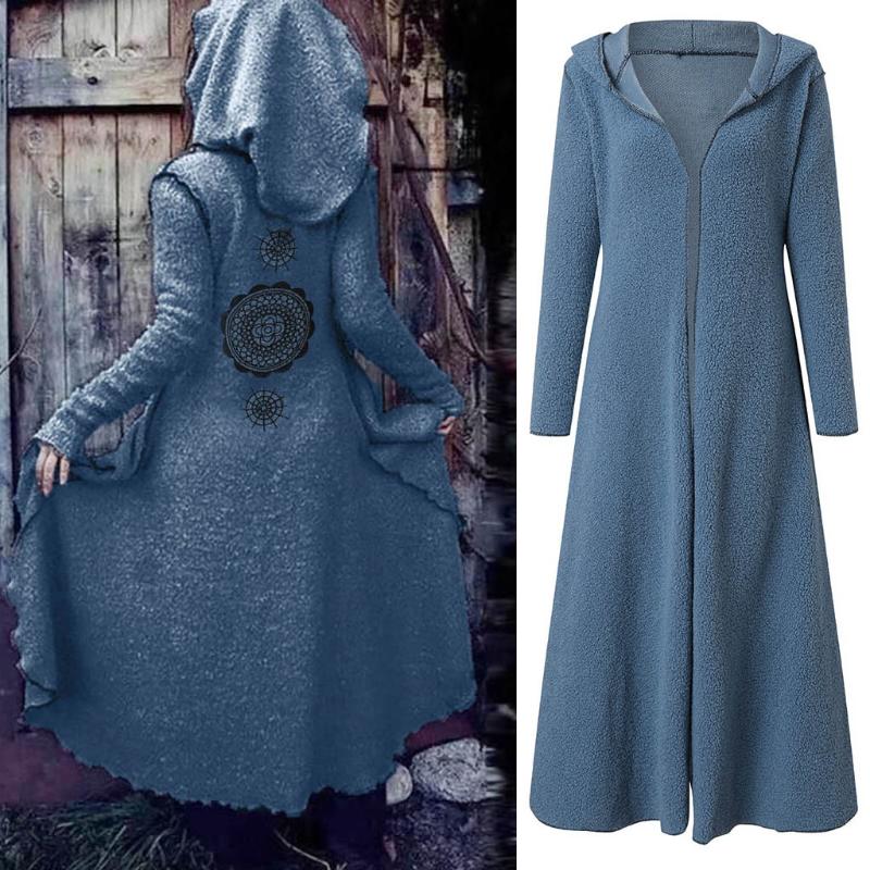 

trench coat for women fashion embroidery casual Open Front Print Back Long Length Teddy Velvet Hoodie Coat#3, Khaki