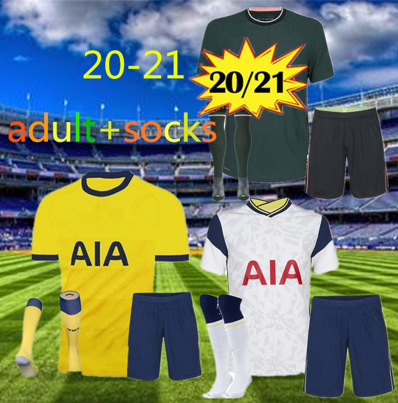 

adult+socks 20 21 KANE SON BERGWIJN Soccer Jerseys 2020 2021 LUCAS SPURS DELE TOTTENHAM Football shirt set NDOMBELE Men kids kit uniforms, Picture
