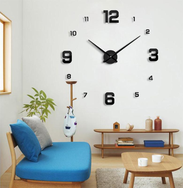

3D Modern DIY Wall Clock Large Number Mirror Wall Sticker Big Watch Home Decor Art Clock Home Easy To Install