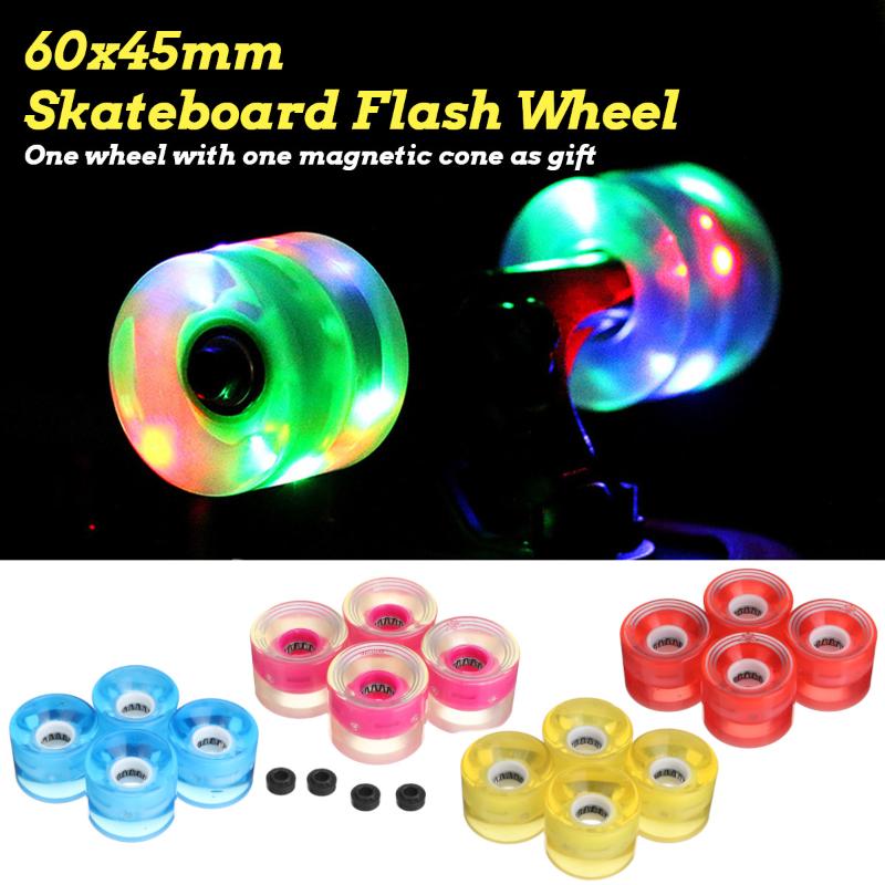 

4pcs Skateboard Flash Roller Wheel Penny board LED Light Wheel DanceBoard 75A 60X45mm Longboard Double Rocker Flashing, Yellow