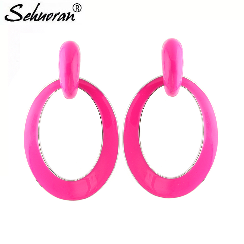 

Sehuoran Dangle Earrings For Woman Multiple Colors Zinc Alloy Oil Cover In Surface Oval Pendants Earring Jewelry Drop Earrings