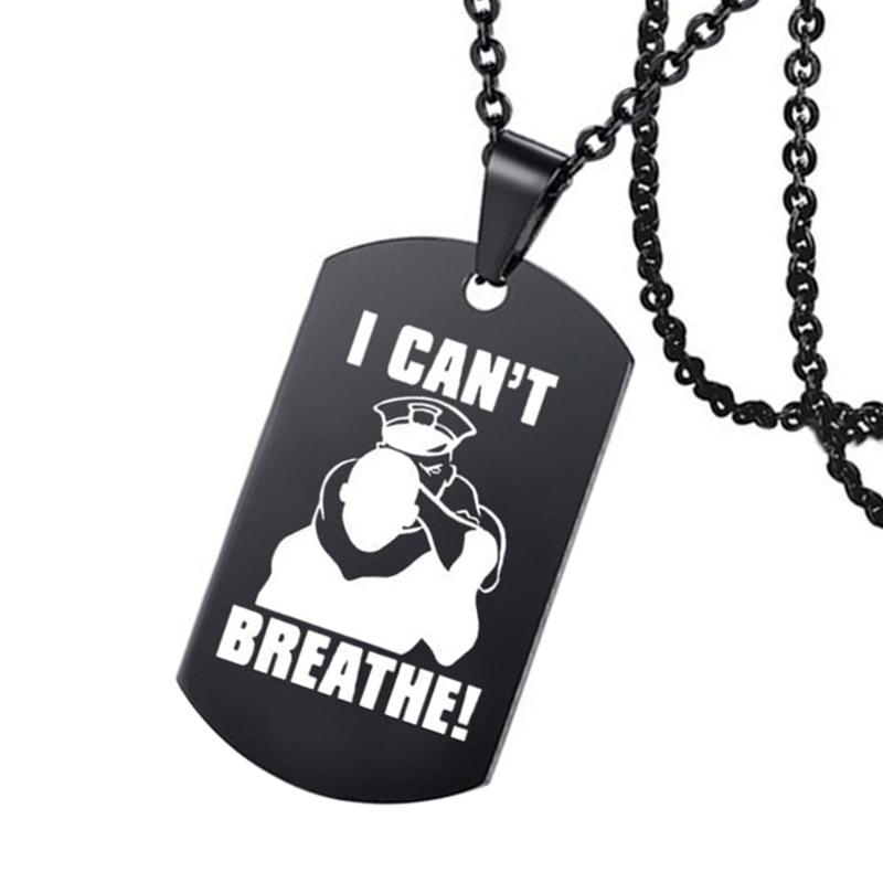 

New Simple Necklace I CAN'T BREATHE Black Brand Stainless Steel Necklace
