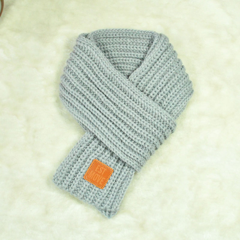 

Fashion Children Knitted Scarf Solid Color Thicken Winter Keep Warm Kids Boys Girls Neck Scarves MU8669