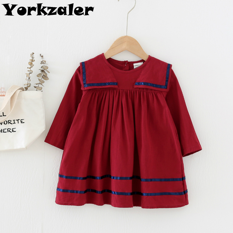 

Toddler Girl Christmas Dress Long Sleeve High Quality 100% Cotton Autumn Baby Girl's Dress Red Children Clothing Drop Shipping