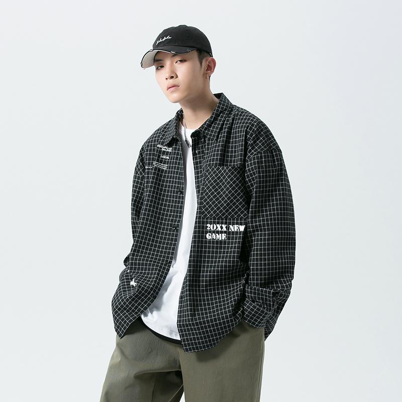 

Casual Spring Autumn Plaid Shirt Men Long Sleeve Harem Punk 2020 Japan Style Loose Streetwear Plus Size M-5XL Clothes, Hs2023 1
