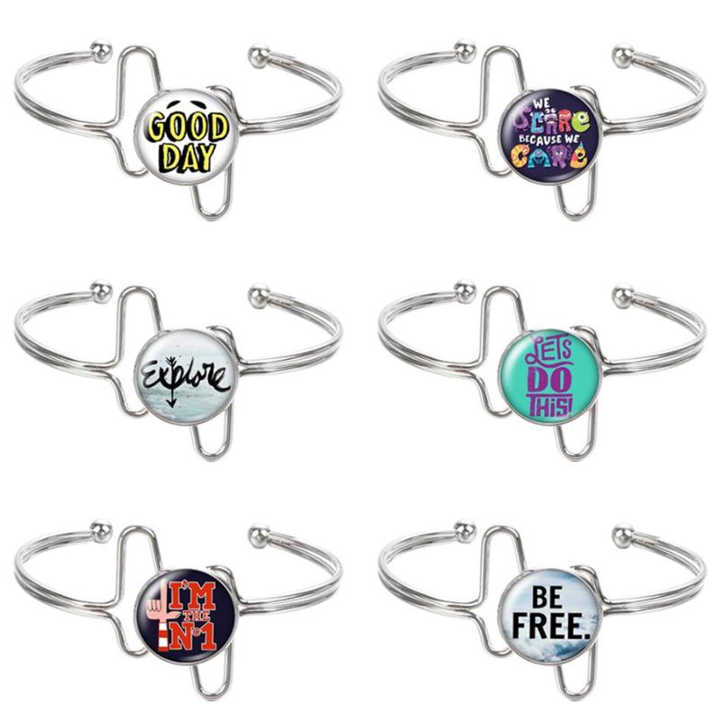 

New Planted silver color/golden Cuff Glass Cabochon BE FREE words Verse Bangle Bracelet For Women jewelry Gift ZB0040/0042