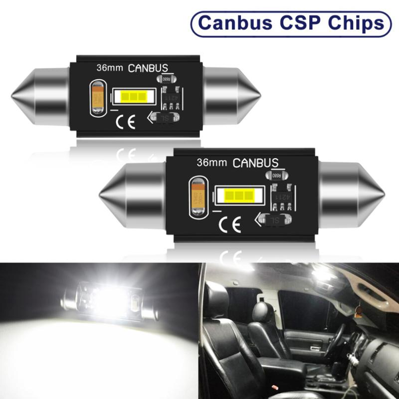 

600LM Reading Light 2pcs Replacement License Plate Lamp CSP Chip 1860 6000K, As pic