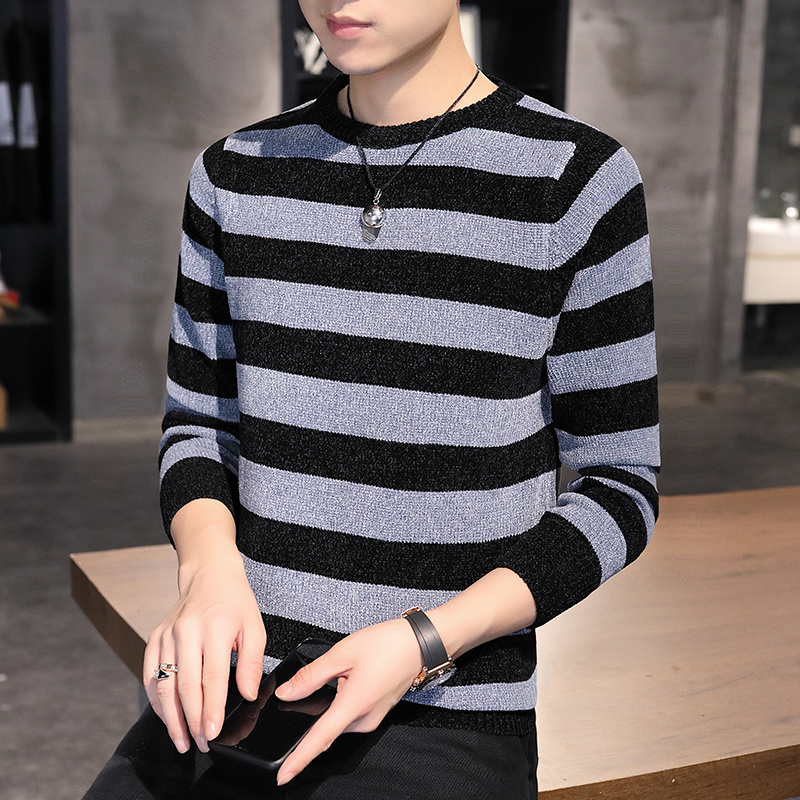 

Sweater men's round collar sweater 2020 autumn and winter new bottoming pullover Korean leisure Joker youth, Blue