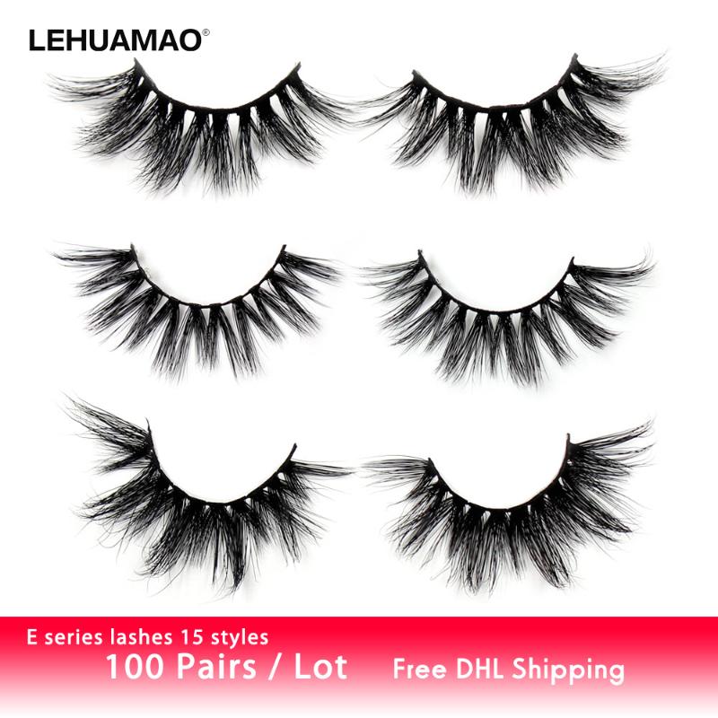 

LEHUAMAO 100Pairs/Lot False Eyelashes 3D Mink Lashes Thick unique Criss-cross Eyelash Full Fluffy wispy lash Reusable Wears Lash