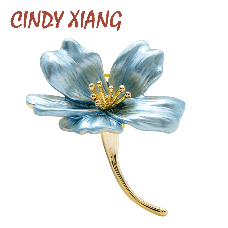 

CINDY XIANG Enamel Small Flower Brooches For Women Copper Brooch Pin Vivid Cute Collar Badges 3 Colors Available High Quality, Gray
