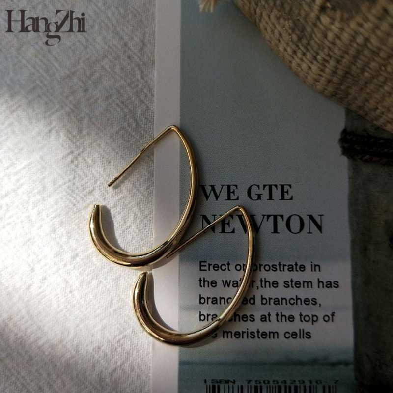 

HANGZHI 2020 Half Crescent Chic Minimalist Classic Alloy Elegant Hoop Earrings for Women Girl Wedding Party Travel Jewelry Gift