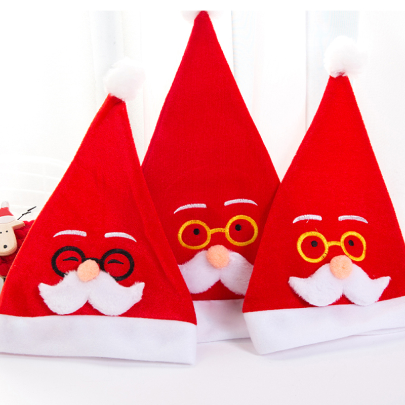 

TTLIFE New Year Thick Plush Christmas Hat Kids Christmas Decorations for Santa Claus Gift Warm Winter Soft Plush Hat Ornaments