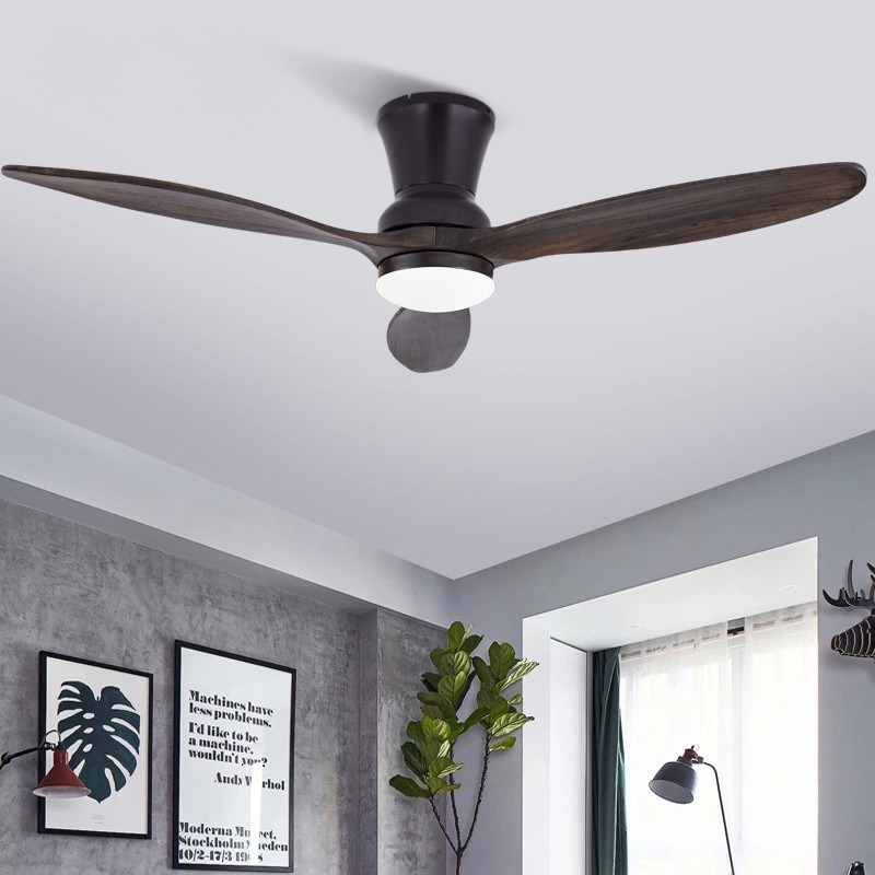 

Black Solid Wooden Ceiling Fans Without Light Bedroom 3 Blades Ceiling Fan Wood Fans With Lights Remote Control Ventilad