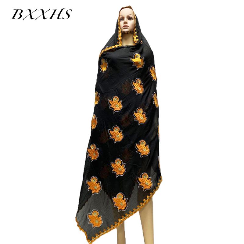 

Women Scarf Muslim Embroidery Cotton Scarf With Beads Hijab For Shawls LH154, Blue;gray