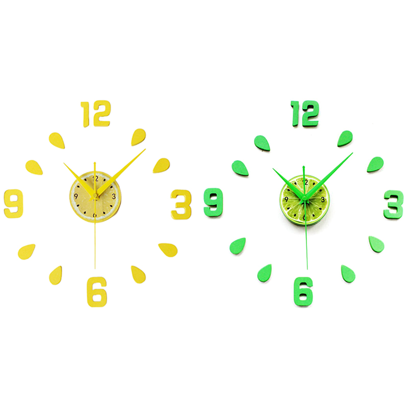 

Green Design Sticker EVA 60CM Wall Clock Colour Big Large Decorative 3D Diy Wall Clock for Kitchen Children Room