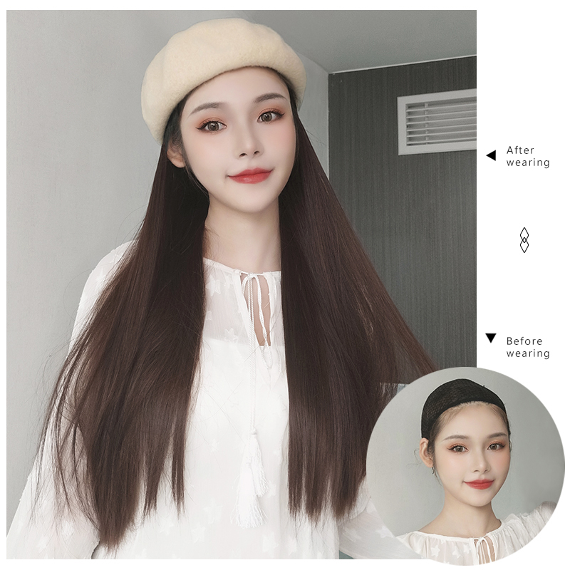 

YYOUFU Long Curly/Straight Wig with Hat Hip Hop Hat Synthetic Adjustable Baseball Cap Wig Natural Fake Hair for Women, Blm-zhs