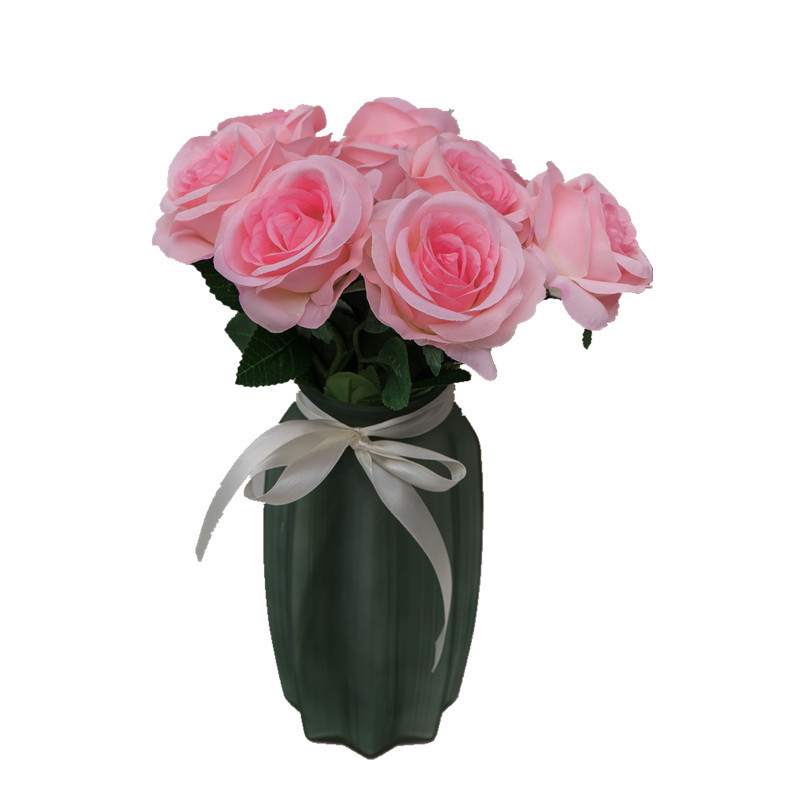 

10Pcs Single Branch Real Touch Rose Artificial Flowers Wedding Flower Wall Decoration Photography Props Roses Fake Flower Wreath, Blue