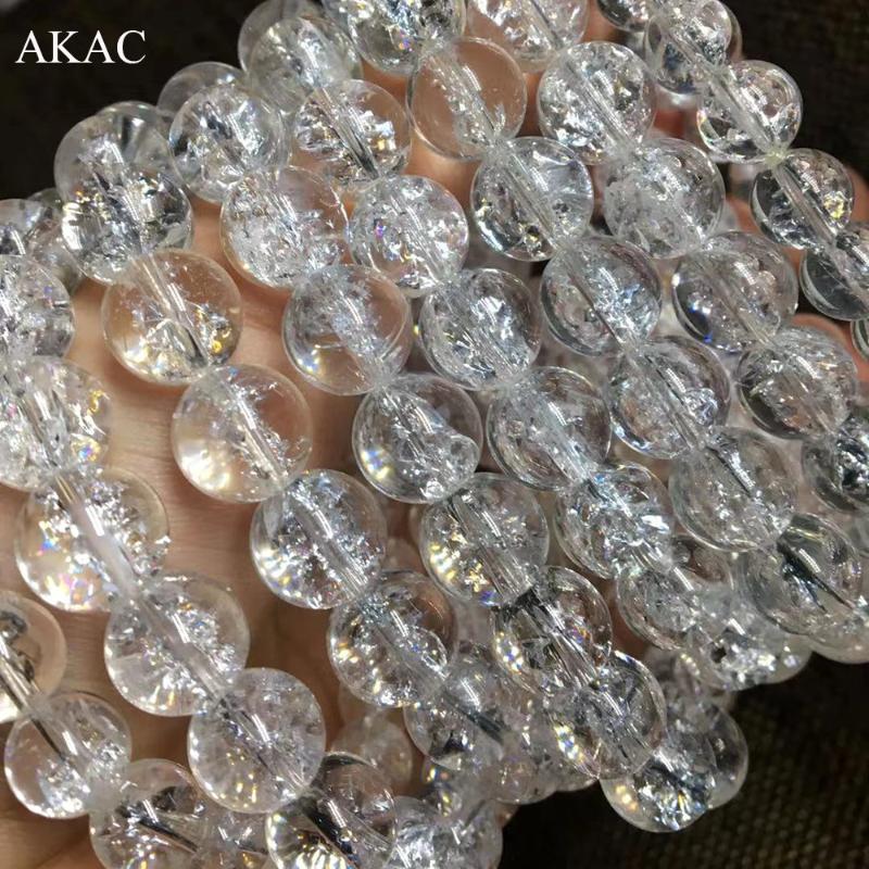 

2bracelets approx10mm natural cracked Himalaya energy rainbow quartz bracelet beads for diy making design