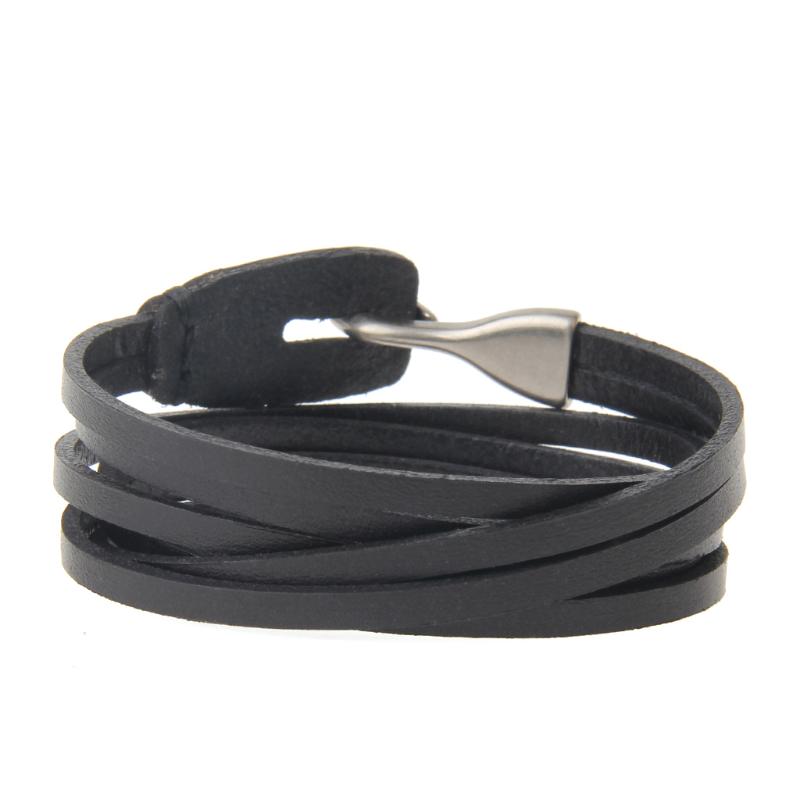 

PU Leather Bracelet Multiple Layers With Hook Simple Vintage Classic Design