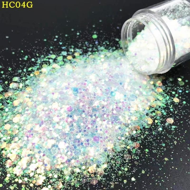 

1 Bottle Symphony Sequins Spangles Manicure Nails Art Decorations Powder Nail Rainbow Glitter Flakes Sparkly 3D Hexagon
