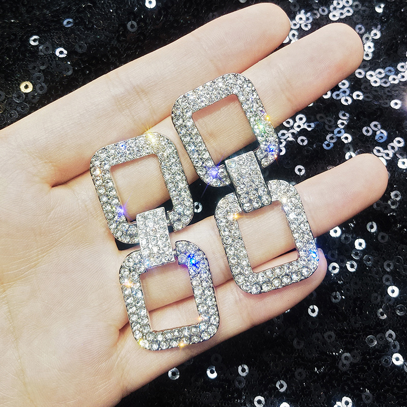 

2020 New design fashion jewelry luxury crystal earrings South Korea hot geometric earrings party wedding for women