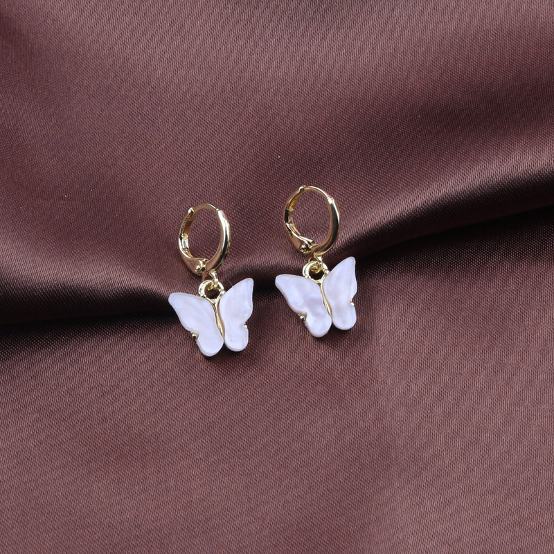 

Arylic Butterfly earrings colored dangle ear ring clip Chandelier women rings fashion jewelry will and sandy, Silver