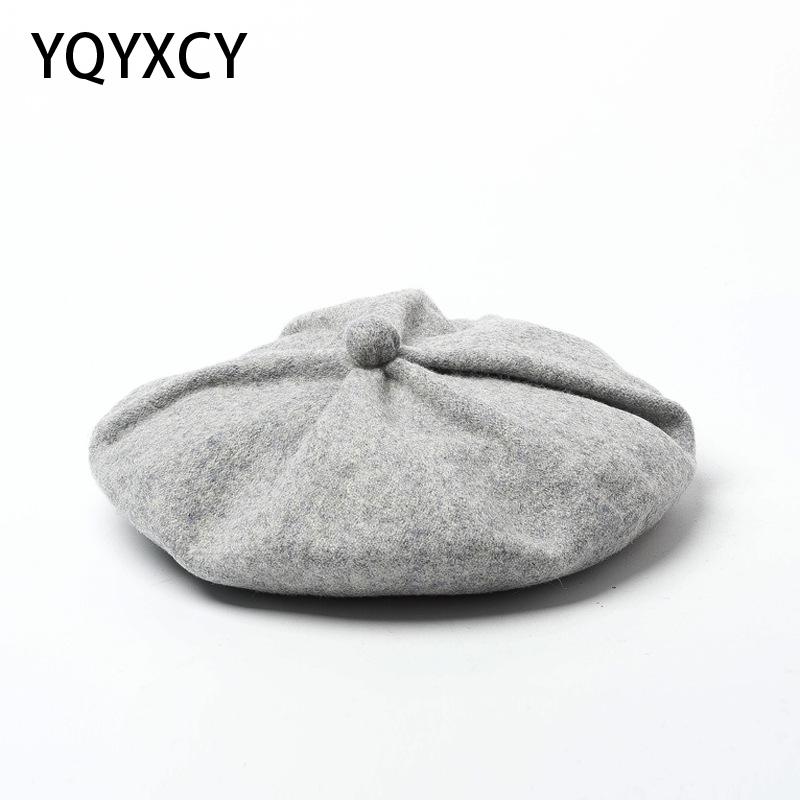

Vintage Bonnet Wool Beret Autumn Winter Women Hat Painter Cap Solid Warm Beret Gorras Casual Bones Femininos Boina Black