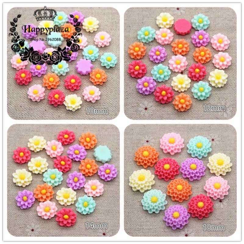 

10mm/12mm/14mm/18mm Mix Colors Daisy Resin Flower Flatback Cabochon DIY Craft Jewelry Decoration