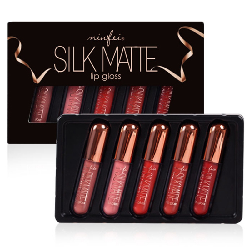 

New 5pc/set Waterproof Matte Hydrating Lip Glaze Moisturizing Non-Stick Cup Colorfast Liquid Lipstick, Army green