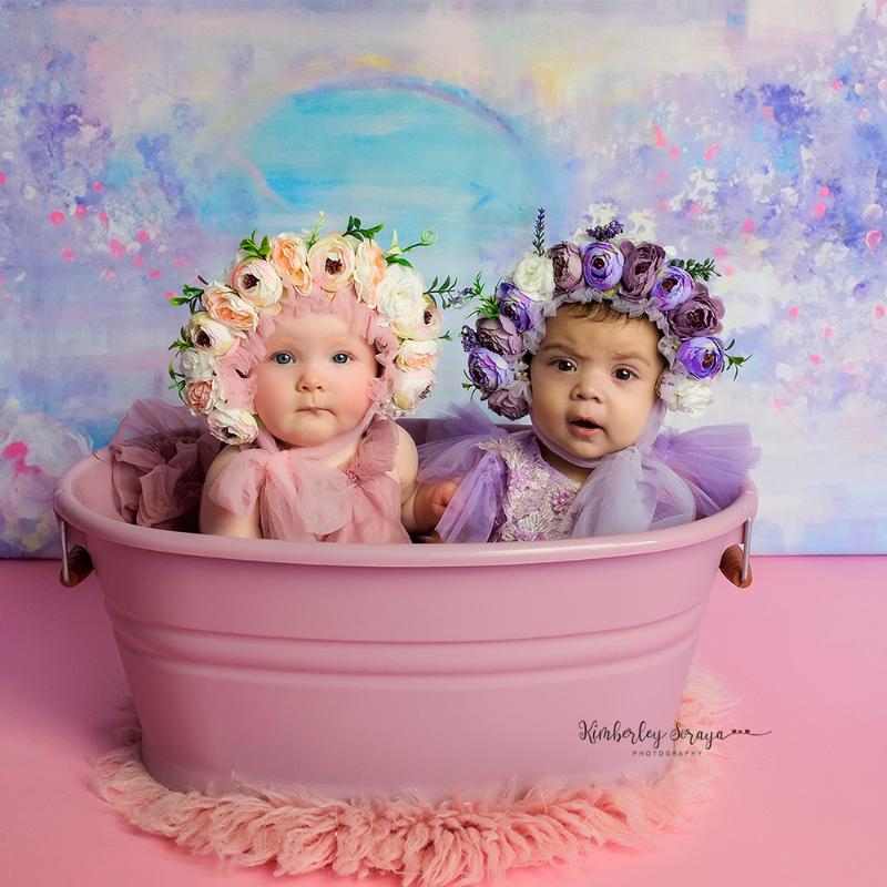 

Handmade Floral Baby Bonnet Newborn Photography Prop Vintage Flower Clusters Bonnet Prop Newborn Baby Girl Hat Photography Props, Purple