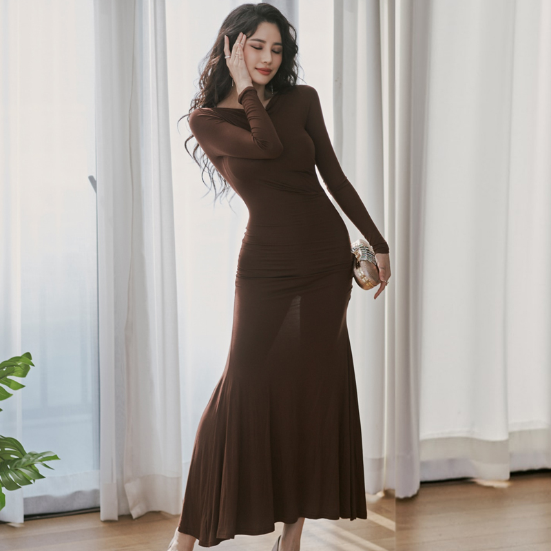 

Qiu dong han edition installs a new type of cultivate one' morality base in long knitting dress female bag hip fishtail skirt, The picture color